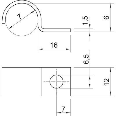 Uchwyt metalowy do kabli 7mm 1015 7 G