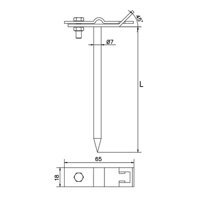 uchwyt uniwersalny wbijany; h=33cm, B do 30mm /OC/