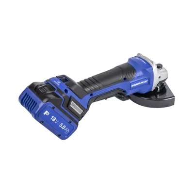 Úhlová bruska 18V 125mm lopatkový spínač, regulace otáček, 2 baterie 5Ah, nabíječka 6,5A, kufr RawlCase