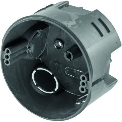 UK1 flush-mounted box, 46mm plate, 72mm diameter, connection, without screws, universal, black, IP30