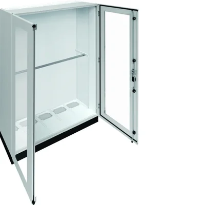 UNIVERS Floor-standing switchgear IP55/II 1300x1800x400 with 100mm base, transparent door