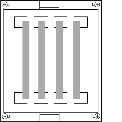 UNIVERS N Bloc jeu de barres 4P Cu 25x6mm 4x400A 300x250mm