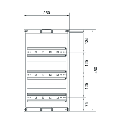 UNIVERS N Bloc pour travées de comptage pour installation en série avec bornes PE/N 450x250mm