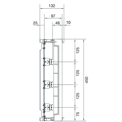 UNIVERS N Bloc pour travées de comptage pour installation en série avec bornes PE/N 450x250mm