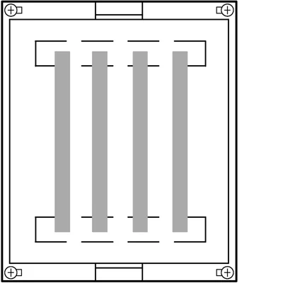UNIVERS N Blocco con guide Cu 4P 25x4mm 4x250A 300x250mm