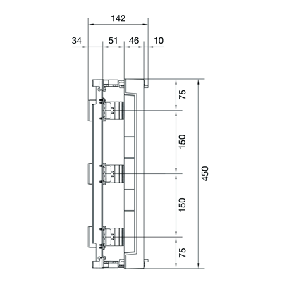 UNIVERS N blocco per apparecchi modulari montati in orizzontale 6x12PLE