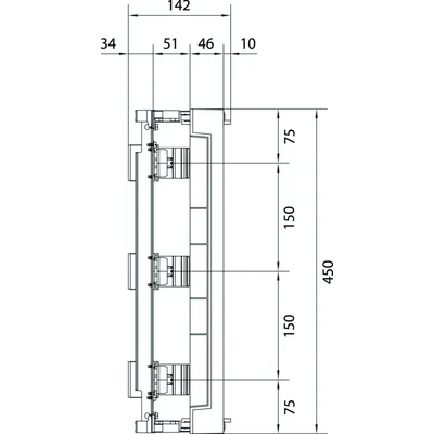 UNIVERS N blocco per apparecchi modulari montati in orizzontale 6x12PLE