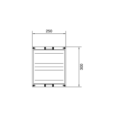 UNIVERS N blocco per sbarre. pos. 12/20/30x5/10mm 60mm 4 poli 300x250mm