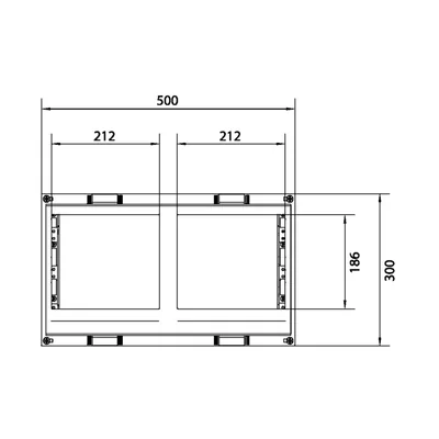 UNIVERS N blocco per sbarre. pos. 12x5/10mm 60mm 4xNH00(8xNH000) 300x500mm