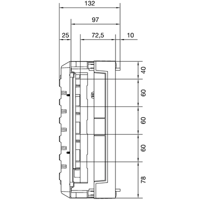 UNIVERS N block for busbars pos. 60mm 4-pole 2xNH00 300x250mm