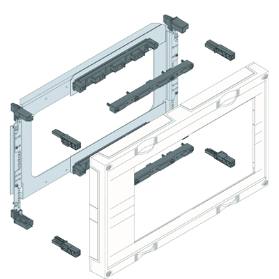 UNIVERS N block for busbars vertical. 100mm 3-pole 4xNH00 rails 300x500mm