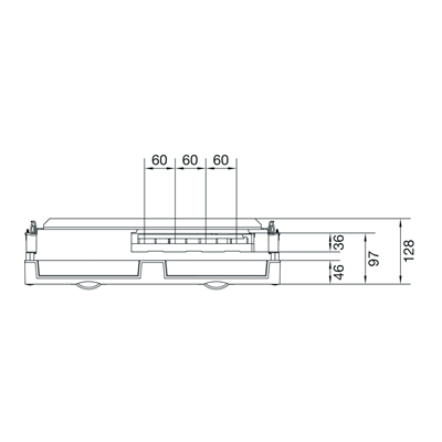 UNIVERS N block for busbars vertical. 100mm 3-pole 7xNH00 rail