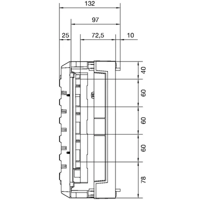 UNIVERS N-Block für Sammelschienen Pos. 60mm 4-polig 2xNH00 300x250mm