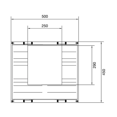 UNIVERS N Bloque para embarrados horizontales 60mm 4 polos 1xNH3 450x500mm