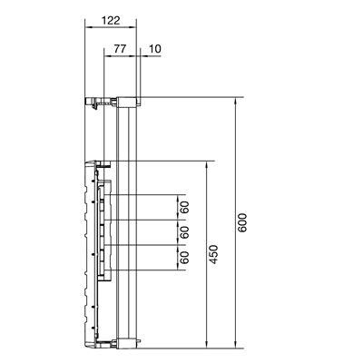 UNIVERS N Componente para interruptor-seccionador de regleta tripolar 8xNH00 600x500mm paso 60mm salida superior