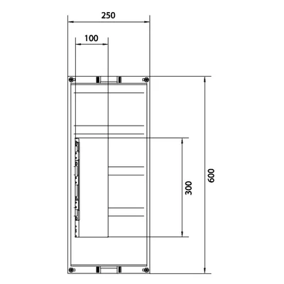 UNIVERS N Componente per sezionatori strip tripolari 3xNH00 600x250mm interasse 60mm uscita superiore