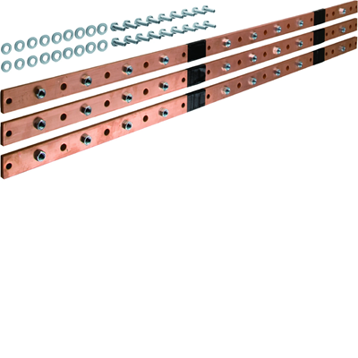 UNIVERS N Cu horizontal busbar for NH1/2/3 5-pole switch disconnectors 40x10mm 1190mm