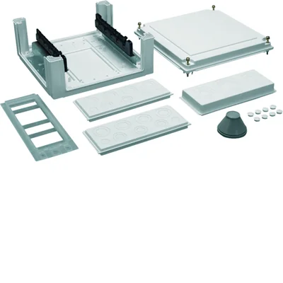 UNIVERS N Leerer Anschlusskasten, verstellbarer Cu-Sammelschienenträger, IP54, Klasse II, seitlich
