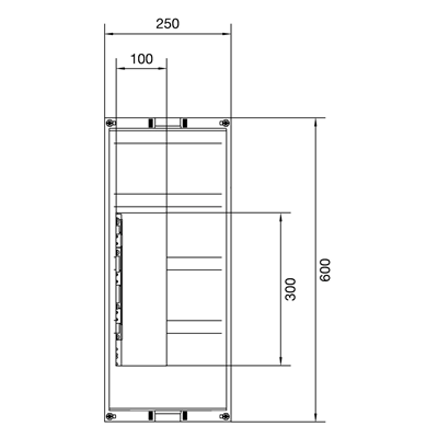 UNIVERS N Sous-ensemble pour 3 pôles 3xNH00 600x250mm Entraxe 600x250mm Sortie 60mm borne supérieure