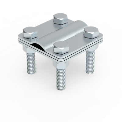 Universal rod-hoop iron connector fi16mm 57x57mm 4xM8x40