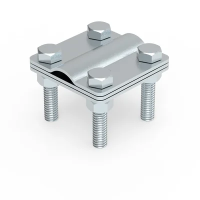Universal rod-hoop iron connector fi16mm 57x57mm 4xM8x40