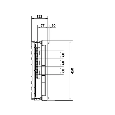 UNIVERSN block for busbars pos. 12/20/30x5/10mm 60mm 4/5-pole 450x250mm