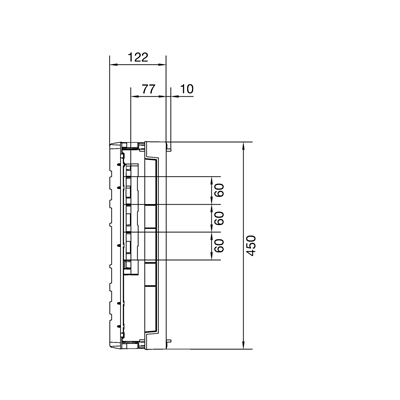 UNIVERSN-Block für Sammelschienen Pos. 12/20/30x5/10mm 60mm 4/5-polig 450x250mm