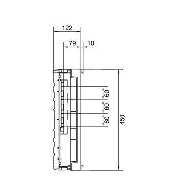 universN-Block für Sammelschienen Pos. 60 mm 4/5-polig 1xNH2 450x250mm