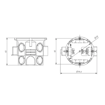 Unterputz-Seriendose S60DF fi60mm tieforange