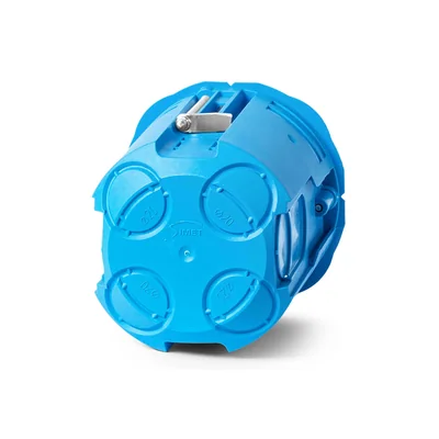 Unterputzdose 60mm extra tief selbstverlöschend 80mm verbunden mit einem Verbinder KG71 blau