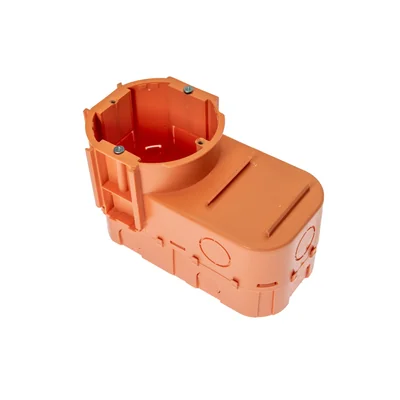 Unterputzdose, 80 mm tief, 68 mm Durchmesser, Anschluss, mit Schrauben, für Elektronik, orange, IP30