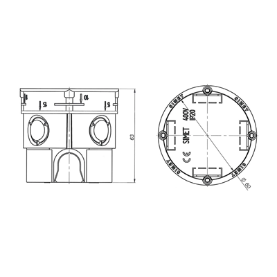 Unterputzdose Z60DF fi60mm tieforange