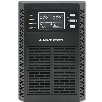 UPS Qoltec | 1 kVA | 1000 W | Factor de potencia 1.0 | LCD | EPO | USB | Conexión en línea