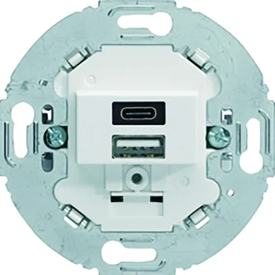 USB A+C charging socket mechanism for rotary series, 3.0 A 230 V, matte white