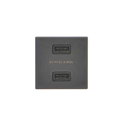 USB charger K45 2x USB 2.0 - A 5V DC 2.1A graphite