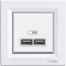 USB charger socket 2.1A with frame, white