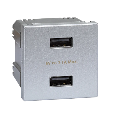 USB-Ladegerät K45 2x USB 2.0 - A 5V DC 2,1A Aluminium