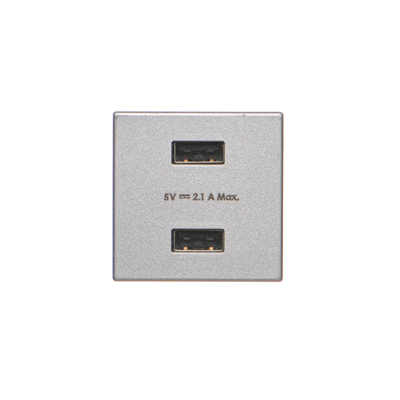 USB-Ladegerät K45 2x USB 2.0 - A 5V DC 2,1A Aluminium