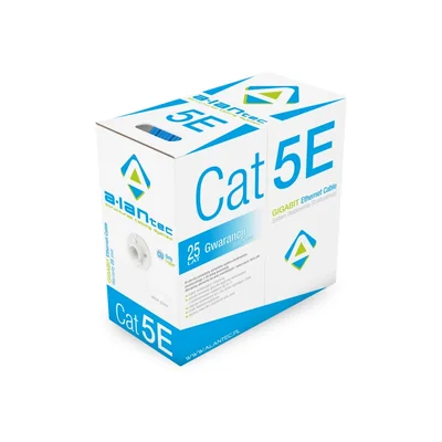 U/UTP category 5e cable, telecommunications, PVC, Eca 4x2x24 AWG, 1Gb/s, 250 MHz, 25-year warranty, INTERTEK ETL certified, blue, 305m - ALANTEC