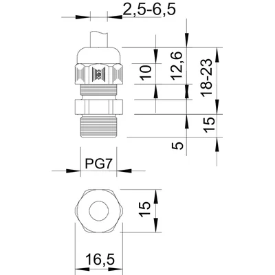 V-TEC L PG7 LGR Pressacavo con filettatura di collegamento lunga