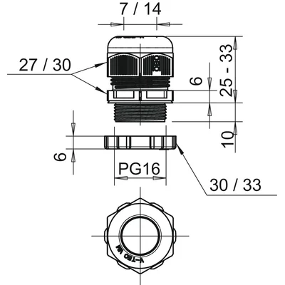 V-TEC PG16+ LGR Cable Gland with Lock Nut