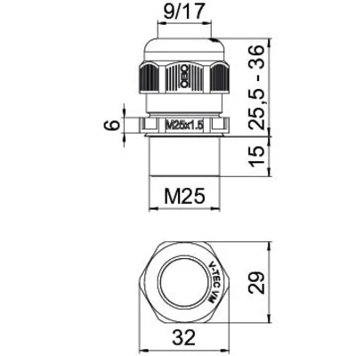 V-TEC VM L25 LGR Dławik kablowy metryczny długi