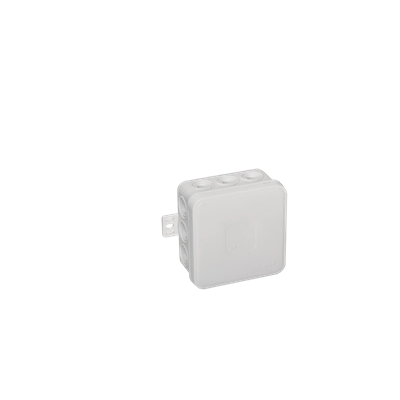 V5 12-inlet flexible wall-mounted box with knockouts 75x75x41mm IP54 click-clack white