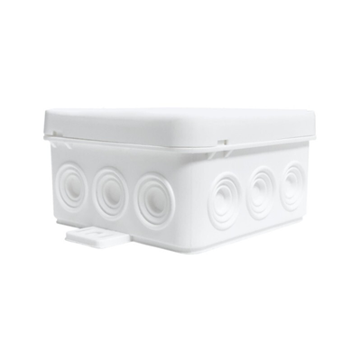 V5 12-inlet flexible wall-mounted box with knockouts 75x75x41mm IP54 click-clack white