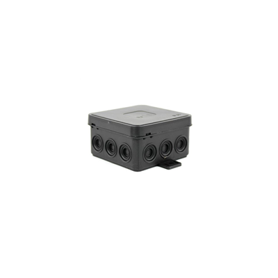 V5 Flexible wall-mounted 12-inlet junction box with knockouts 75x75x41mm IP54 click-clack black