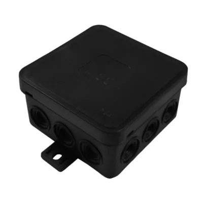 V5 Puszka elastyczna natynkowa 12-wlotowa z osłabieniami 75x75x41mm IP54 klik-klak czarna