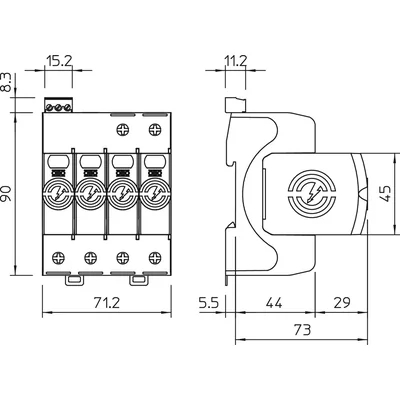 V50-3+NPE+FS-280 Pararrayos V50 de 3 polos + NPE con FS