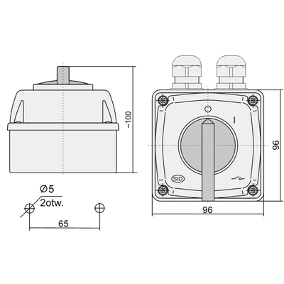 Vačkový spínač ŁUK E25-13 O-I 3P 25A IP65
