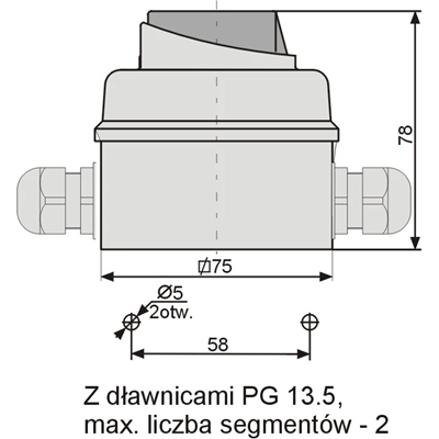 Vačkový spínač, oblouk E12-13 0-1 3P 12A IP65