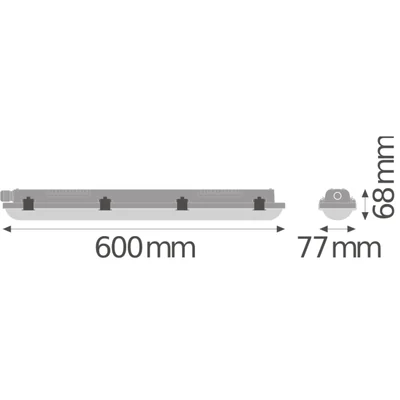 VALOR A PRUEBA DE HÚMEDA Luminaria LED Hermética 9W 1080lm IP65 4000K NW 600mm gris